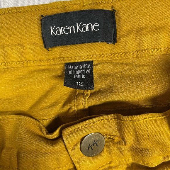Karen Kane Mustard Yellow Skinny Pants Size 12 Made in USA Stretchy - Picture 7 of 15